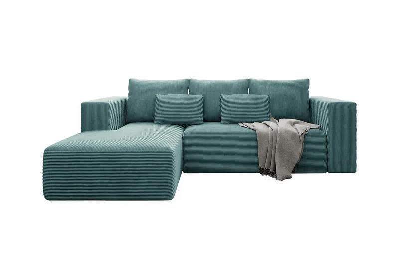 Listowel 3-seter Venstre Hjørnesovesofa 121x205 cm med Oppbevaring i Kordfløyel, Turkis