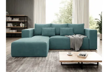 Listowel 3-seter Venstre Hjørnesovesofa 121x205 cm med Oppbevaring i Kordfløyel - Turkis - Møbler - Sofaer - Sovesofaer