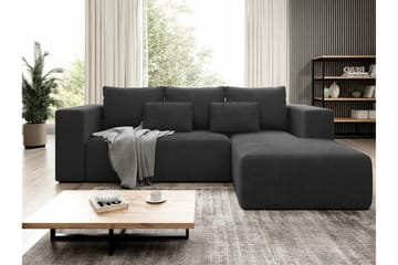 Listowel 3-seters Høyre Hjørnesovesofa 121x205 cm med Oppbevaring i Kordfløyel - Antrasitt - Møbler - Sofaer - Sovesofaer