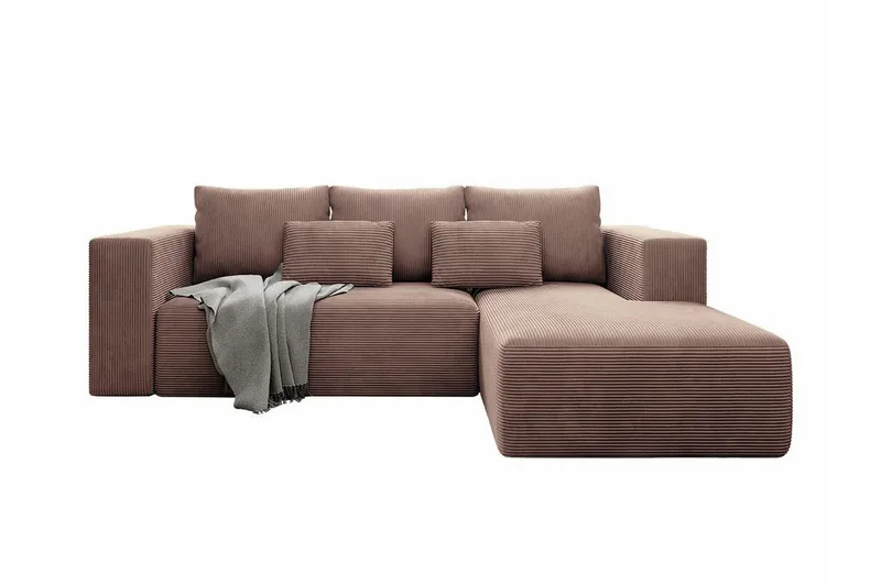 Listowel 3-seters Høyre Hjørnesovesofa 121x205 cm med Oppbevaring i Kordfløyel, Gammelrosa