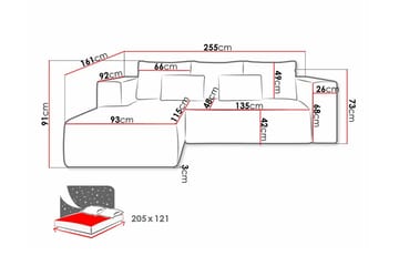 Listowel 3-seters Hjørnesovesofa 121x205 cm med Oppbevaring i Kordfløyel - Turkis - Møbler - Sofaer - Sovesofaer