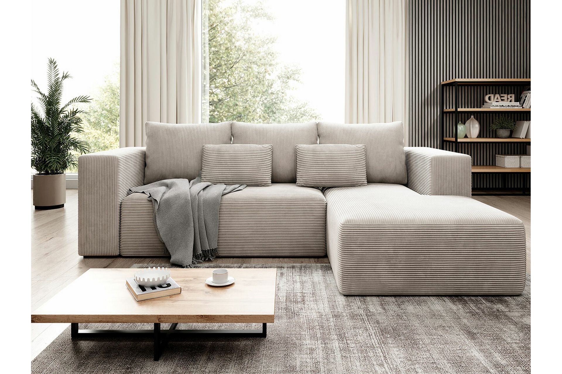 Listowel 3-seters Hjørnesovesofa - Beige/Lys Beige - Møbler - Sofaer - Sovesofaer