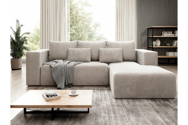 Listowel 3-seters Hjørnesovesofa - Beige/Lys Beige - Møbler - Sofaer - Sovesofaer
