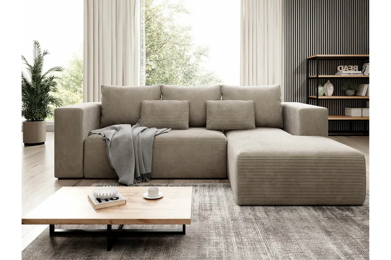 Listowel 3-sits Hörnbäddsoffa Beige/Light beige - Møbler - Sofaer - Sovesofaer