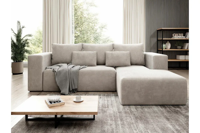 Listowel 3-sits Hörnbäddsoffa Beige/Light beige - Møbler - Sofaer - Sovesofaer