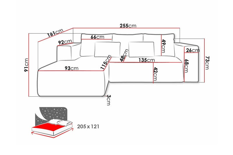 Listowel 3-sits Hörnbäddsoffa Dark blue - Møbler - Sofaer - Sovesofaer