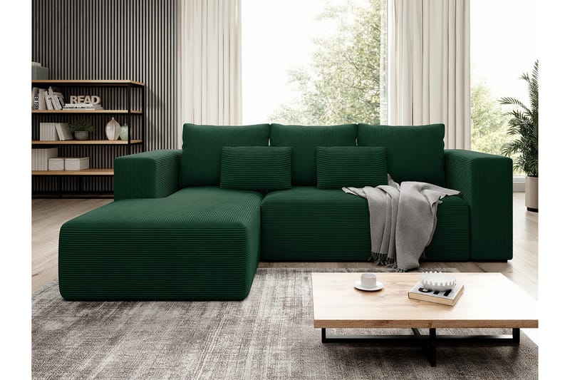 Listowel 3-sits Hörnbäddsoffa Dark green - Møbler - Sofaer - Sovesofaer