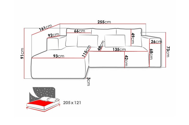 Listowel 3-sits Hörnbäddsoffa Dark yellow - Møbler - Sofaer - Sovesofaer
