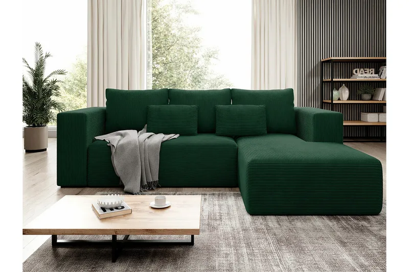 Listowel 3-sits Hörnbäddsoffa Green - Møbler - Sofaer - Sovesofaer