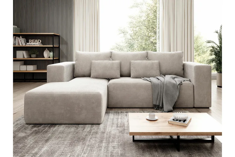 Listowel 3-sits Hörnbäddsoffa NO_BRAND beige - Møbler - Sofaer - Sovesofaer