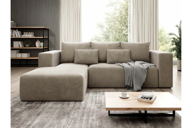 Listowel 3-sits Hörnbäddsoffa NO_BRAND beige - Møbler - Sofaer - Sovesofaer