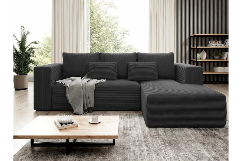 Listowel 3-sits Hörnbäddsoffa NO_BRAND Black - Møbler - Sofaer - Sovesofaer