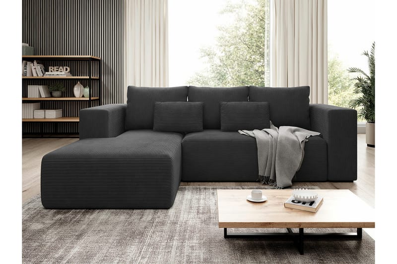 Listowel 3-sits Hörnbäddsoffa NO_BRAND Black - Møbler - Sofaer - Sovesofaer