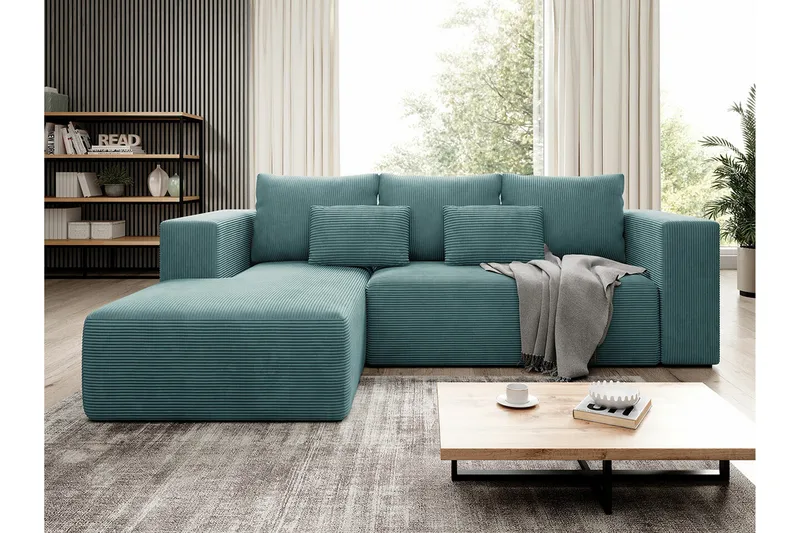 Listowel 3-sits Hörnbäddsoffa NO_BRAND Turquoise - Møbler - Sofaer - Sovesofaer