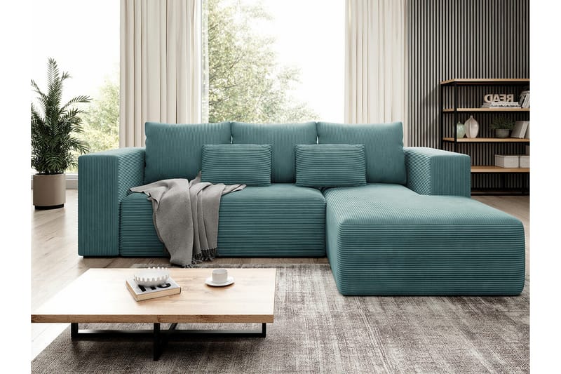 Listowel 3-sits Hörnbäddsoffa NO_BRAND Turquoise - Møbler - Sofaer - Sovesofaer