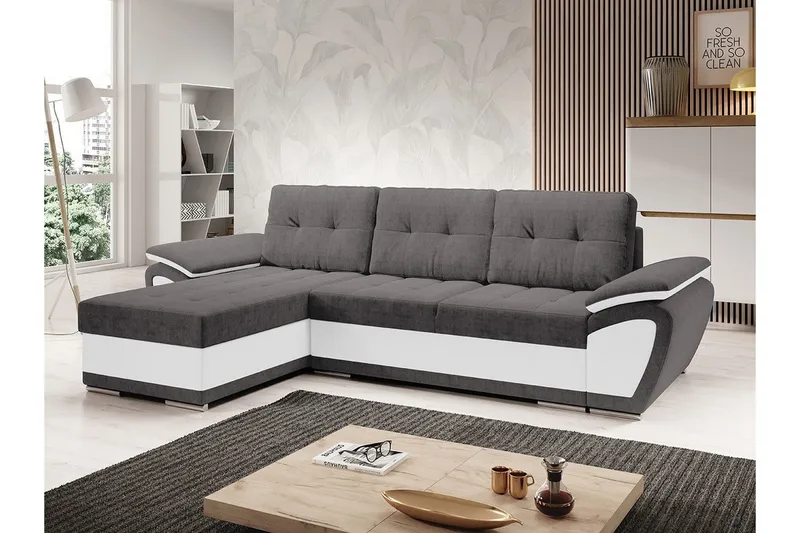 Listowel 3-sits Hörnbäddsoffa NO_BRAND White - Møbler - Sofaer - Sovesofaer