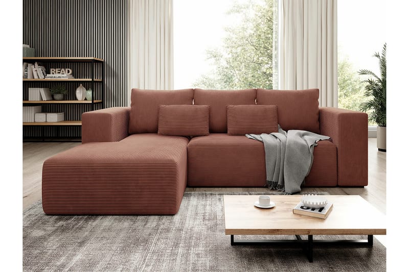 Listowel 3-sits Hörnbäddsoffa NO_BRAND Pink - Møbler - Sofaer - Sovesofaer