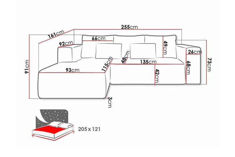 Listowel 3-sits Hörnbäddsoffa Yellow - Møbler - Sofaer - Sovesofaer