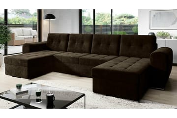 Listowel 4-seter Hjørnesovesofa med Divan og Sjeselong i Tuftet Stoff - Brun - Møbler - Sofaer - Sovesofaer