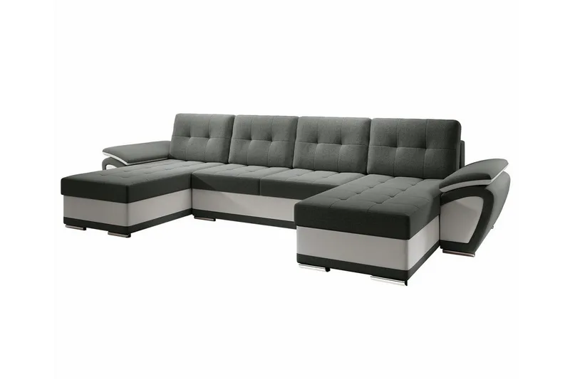 Listowel 4-seter U-formet Hjørnesovesofa 130x271 cm med Oppbevaring i Stoff - Grå - Møbler - Sofaer - Sovesofaer