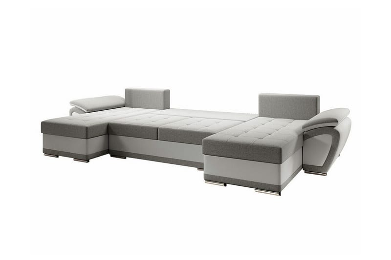 Listowel 4-seter U-formet Hjørnesovesofa 130x271 cm med Oppbevaring i Stoff - Grå - Møbler - Sofaer - Sovesofaer