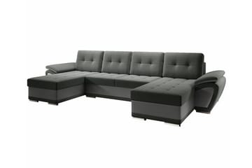 Listowel 4-seter U-formet Hjørnesovesofa i Stoff med Kunstlærunderrede - Grå - Møbler - Sofaer - Sovesofaer