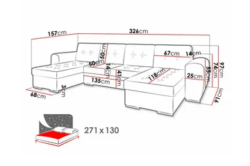 Listowel 4-seters Hjørnesovesofa - Beige - Møbler - Sofaer - Sovesofaer