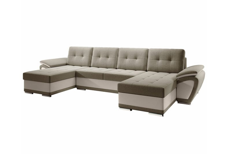Listowel 4-seters Hjørnesovesofa - Mørkebrun/Beige - Møbler - Sofaer - Sovesofaer