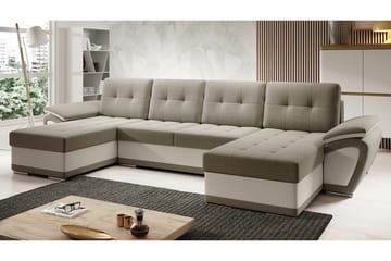 Listowel 4-seters Hjørnesovesofa - Mørkebrun/Beige - Møbler - Sofaer - Sovesofaer