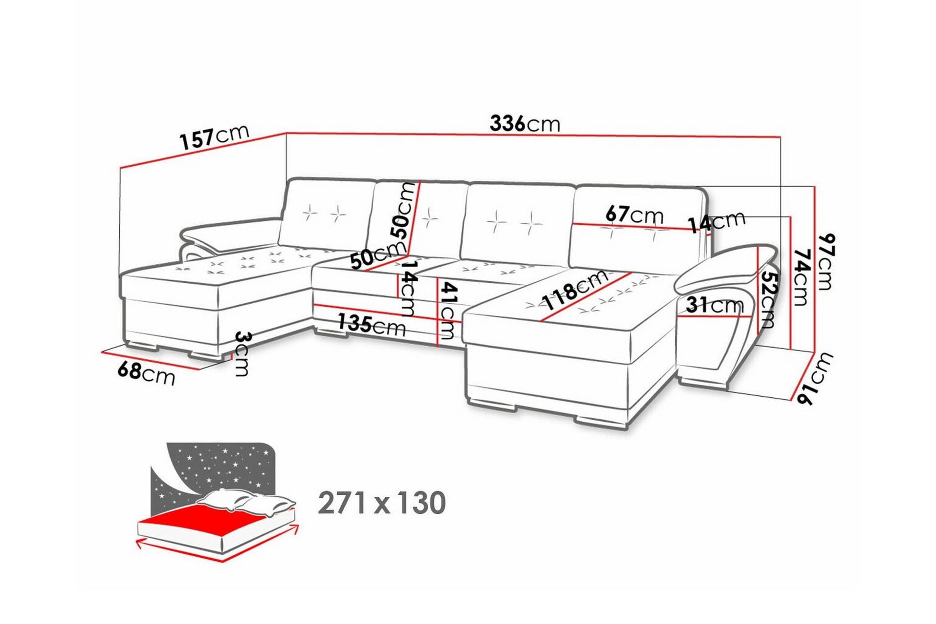 Listowel 4-seters Hjørnesovesofa - Mørkebrun/Beige - Møbler - Sofaer - Sovesofaer