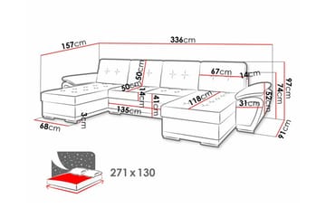 Listowel 4-seters Hjørnesovesofa - Turkis/Hvit - Møbler - Sofaer - Sovesofaer