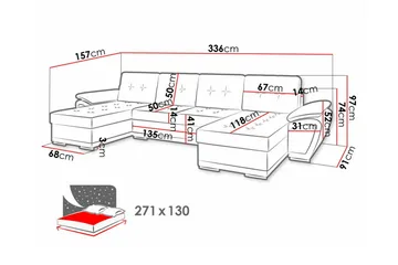 Listowel 4-seters Hjørnesovesofa - Møbler - Sofaer - Sovesofaer