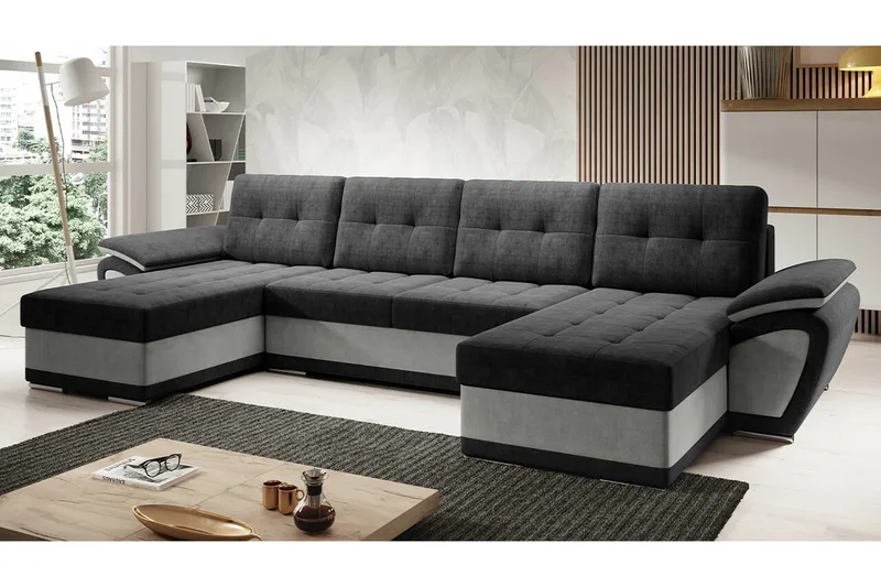 Listowel 4-sits Hörnbäddsoffa NO_BRAND Dark grey/Light grey - Møbler - Sofaer - Sovesofaer