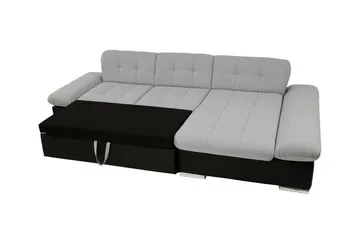Lomux 3-seter Høyre Hjørnesovesofa 129x240 cm med Oppbevaring i Stoff - Grå - Møbler - Sofaer - Sovesofaer