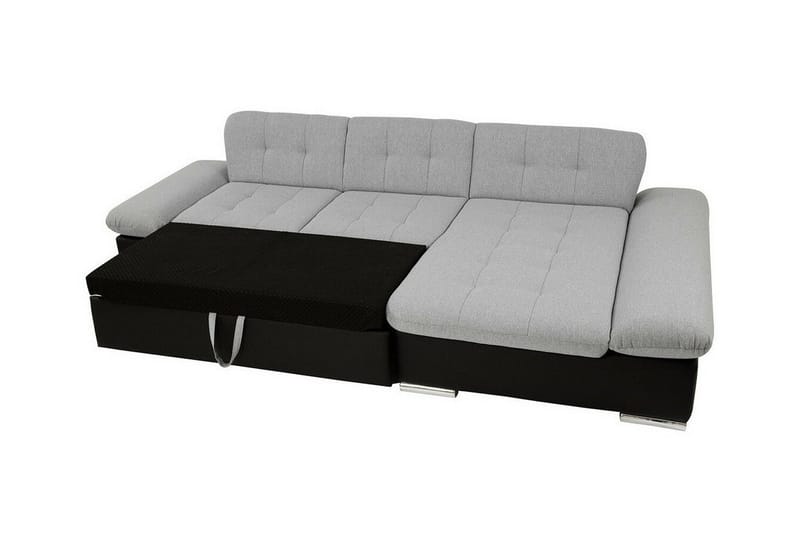 Lomux 3-seter Høyre Hjørnesovesofa 129x240 cm med Oppbevaring i Stoff - Grå - Møbler - Sofaer - Sovesofaer