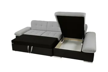 Lomux 3-seter Høyre Hjørnesovesofa 129x240 cm med Oppbevaring i Stoff - Grå - Møbler - Sofaer - Sovesofaer