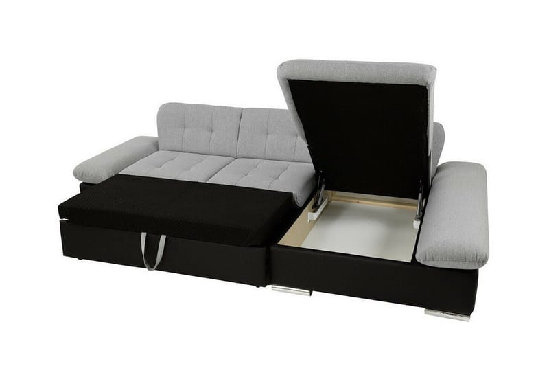 Lomux 3-seter Høyre Hjørnesovesofa 129x240 cm med Oppbevaring i Stoff - Grå - Møbler - Sofaer - Sovesofaer
