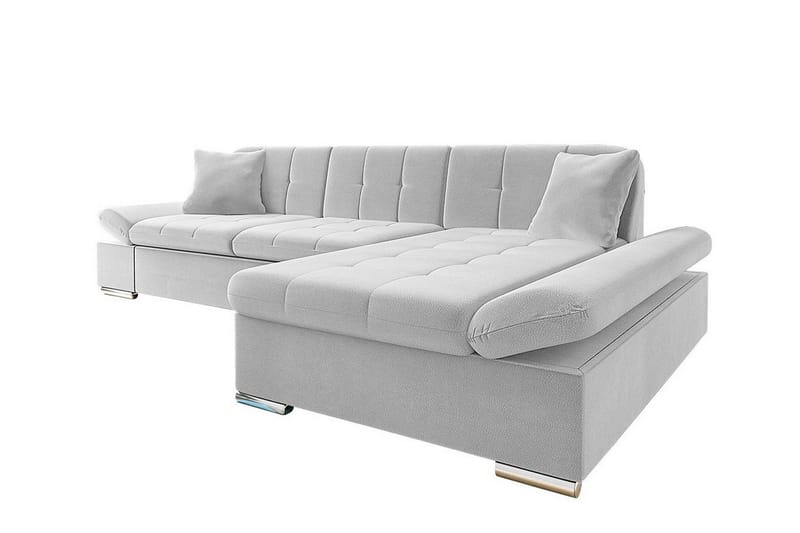 Lomux 3-seter Høyre Hjørnesovesofa 129x240 cm med Oppbevaring i Stoff, Grå
