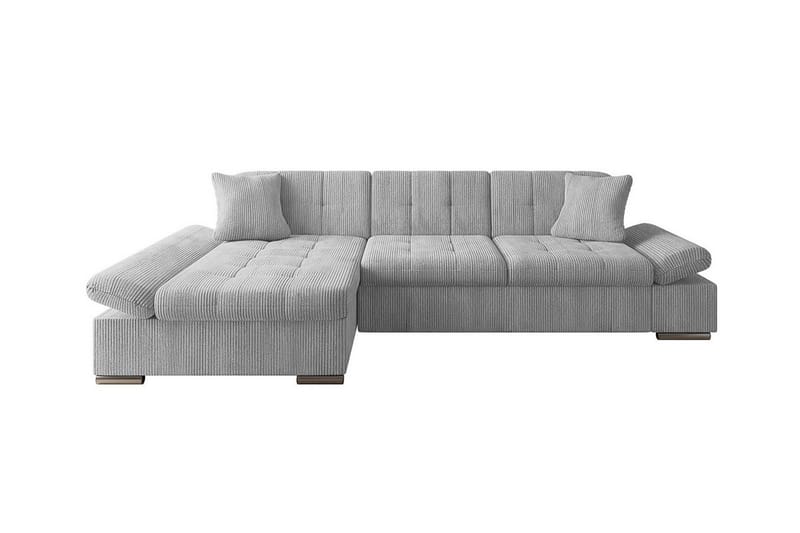 Lomux 3-seter Venstre Hjørnesovesofa 129x240 cm med Oppbevaring i Kordfløyel - Grå - Møbler - Sofaer - Sovesofaer
