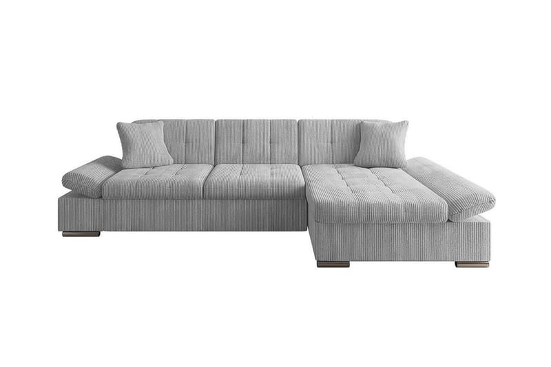 Lomux 3-seters Høyre Hjørnesovesofa 129x240 cm med Oppbevaring i Kordfløyel - Grå - Møbler - Sofaer - Sovesofaer