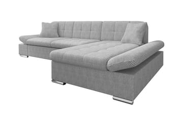 Lomux 3-seters Høyre Hjørnesovesofa 129x240 cm med Oppbevaring i Kordfløyel - Grå - Møbler - Sofaer - Sovesofaer