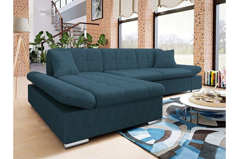 Lomux 3-seters Hjørnesovesofa - Blå - Møbler - Sofaer - Sovesofaer