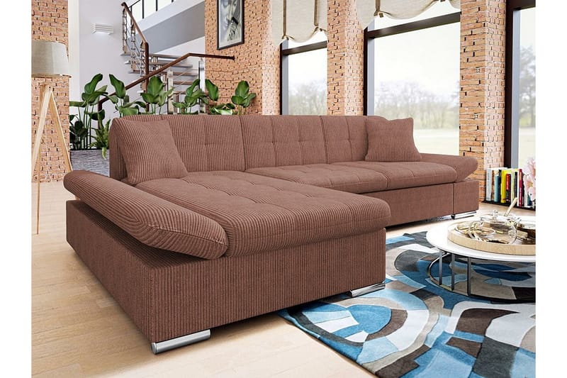 Lomux 3-seters Hjørnesovesofa - Brun - Møbler - Sofaer - Sovesofaer