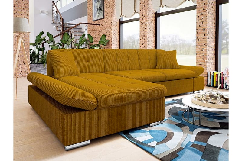 Lomux 3-seters Hjørnesovesofa - Gul - Møbler - Sofaer - Sovesofaer