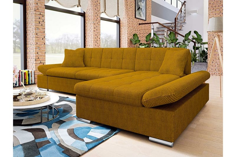 Lomux 3-seters Hjørnesovesofa - Mørkegul - Møbler - Sofaer - Sovesofaer
