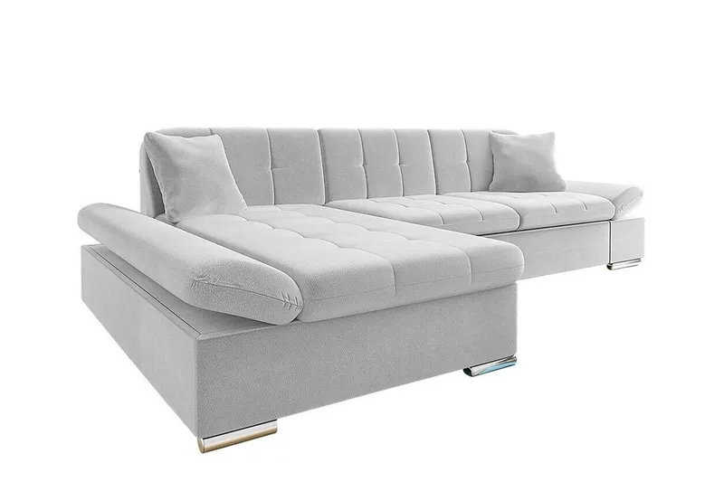 Lomux 3-seters Venstre Hjørnesovesofa 129x240 cm med Oppbevaring i Stoff, Grå