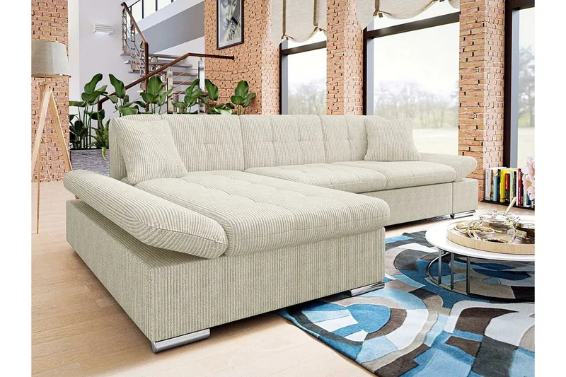 Lomux 3-sits Hörnbäddsoffa beige - Møbler - Sofaer - Sovesofaer