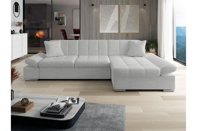 Lomux 3-sits Hörnbäddsoffa Ljusgrå - Møbler - Sofaer - Sovesofaer