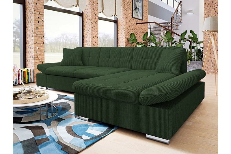 Lomux 3-sits Hörnbäddsoffa NO_BRAND Dark green - Møbler - Sofaer - Sovesofaer