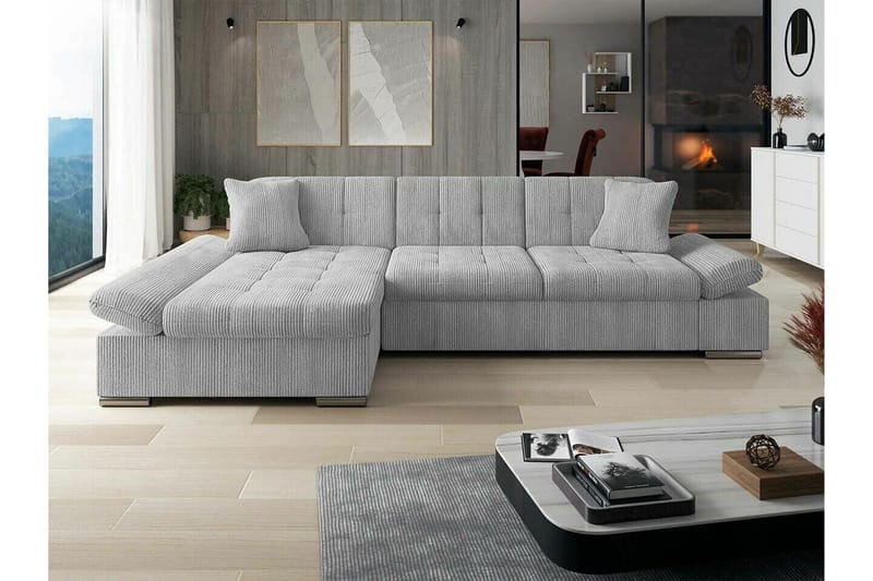 Lomux 3-sits Hörnbäddsoffa NO_BRAND Ljusgrå - Møbler - Sofaer - Sovesofaer